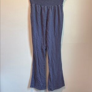 Fashion Nova Medium Blue Elastic Smocked Waist Flare Lounge Pants